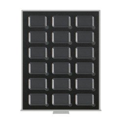 Lindner S2533-4K Bandejas para monedas Black Samt para cápsulas rectangulares Lindner S2533-4K Bandejas para monedas Black Samt para cápsulas rectangulares