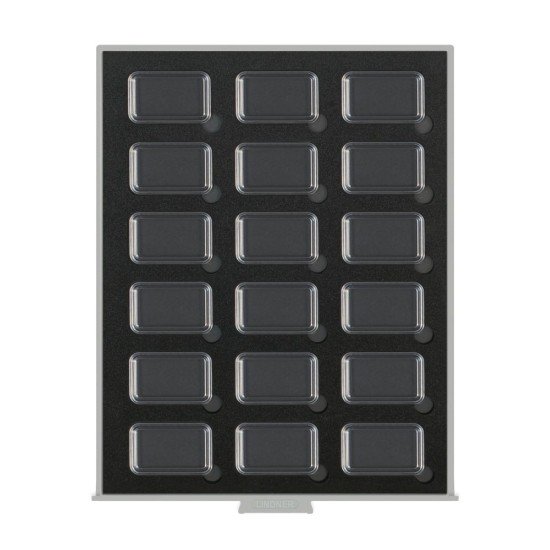 Lindner S2533-4K Bandejas para monedas Black Samt para cápsulas rectangulares