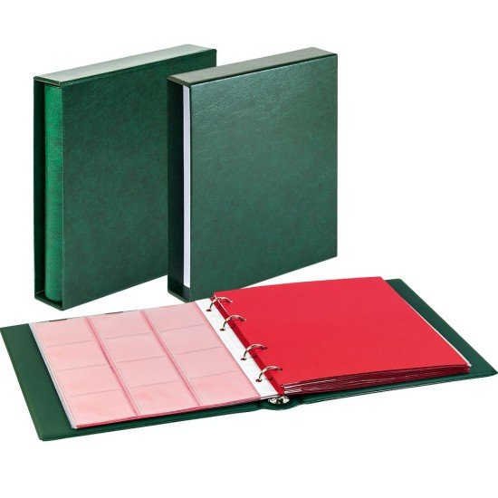 Lindner 1106E-G karat álbum CLASSIC con estuche protector verde.