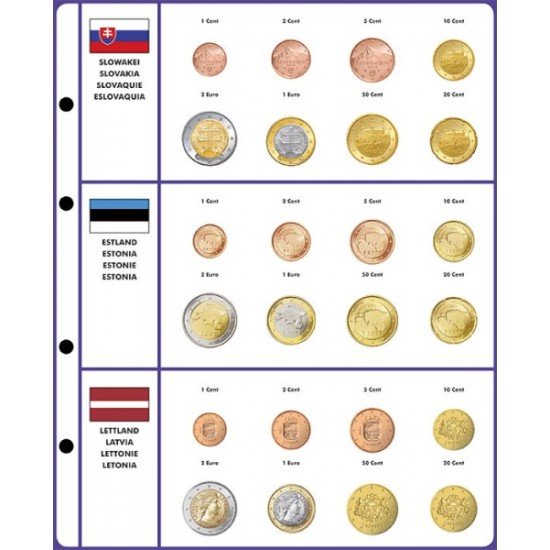 Lindner 8450-39 Página ilustrada: juegos de monedas EURO Lindner 8450-39 Página ilustrada: juegos de monedas EURO