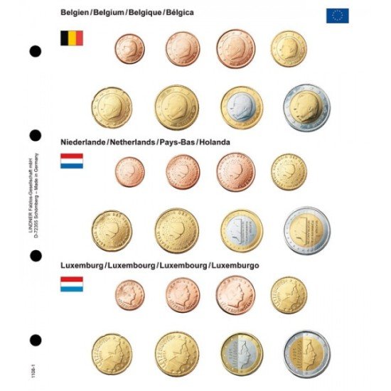 Lindner 1108-1 karat Página ilustrada para juegos de monedas EURO Lindner 1108-1 karat Página ilustrada para juegos de monedas EURO
