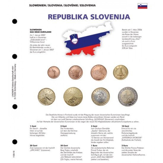 Lindner 1109-16 karat Página ilustrada para juegos de monedas EURO Lindner 1109-16 karat Página ilustrada para juegos de monedas EURO