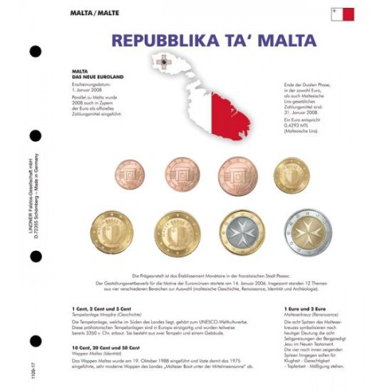 Lindner 1109-17 karat Página ilustrada para juegos de monedas EURO
