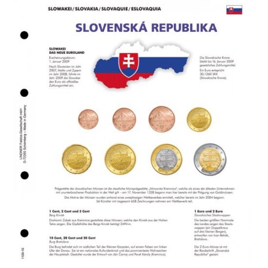 Lindner 1109-19 karat Página ilustrada para juegos de monedas EURO Lindner 1109-19 karat Página ilustrada para juegos de monedas EURO