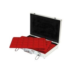 Lindner S2340 Maletín de aluminio con 5 tabletas de monedas diferentes Lindner S2340 Maletín de aluminio con 5 tabletas de monedas diferentes