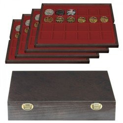 Lindner 2494-4 Estuche Carus-4 42 x 42 mm de madera auténtica Lindner 2494-4 Estuche Carus-4 42 x 42 mm de madera auténtica