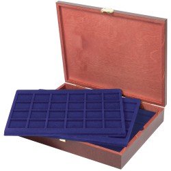Lindner S2495-S2124ME Estuche Carus para 120 monedas de madera auténtica