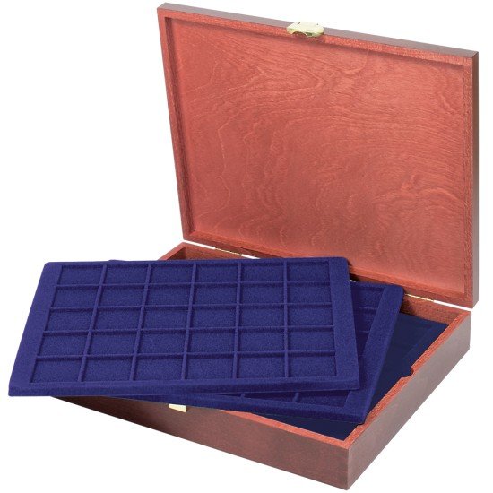 Lindner S2495-S2115ME Estuche Carus para 150 monedas de madera auténtica