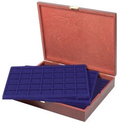 Lindner S2495-S2135ME Estuche Carus para 175 monedas de madera auténtica