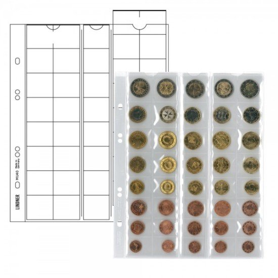 Lindner MU40R Hojas Multi Collect para 5 juegos de monedas EURO con cada 8 monedas Lindner MU40R Hojas Multi Collect para 5 juegos de monedas EURO con cada 8 monedas