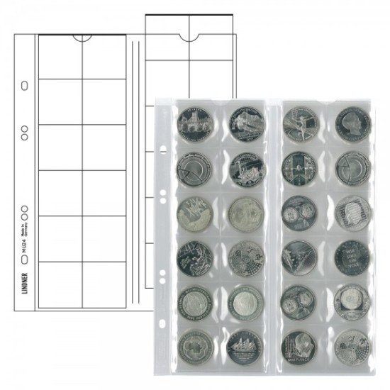 Lindner MU24 Hojas Multi Collect para 24 monedas de hasta 34 mm 