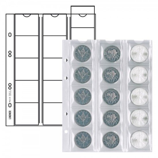 Lindner MU15 Hojas Multi Collect para 15 monedas de hasta 42 mm