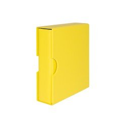 Lindner S3542-9 Carpeta de anillas (amarillo) acolchada de plástico con mecanismo estándar de 4 anillos y funda a juego.