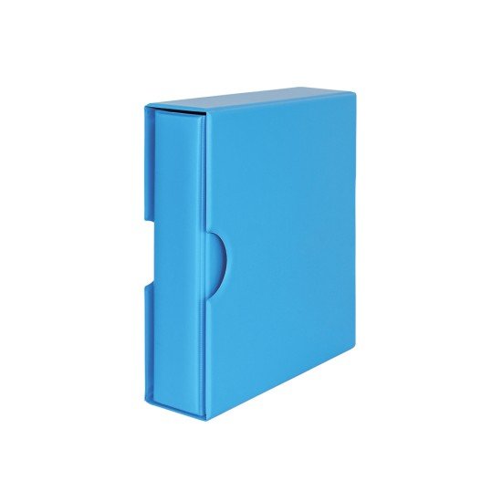 Lindner S3542-5 Carpeta de anillas (azul) acolchada de plástico con mecanismo estándar de 4 anillos y funda a juego.