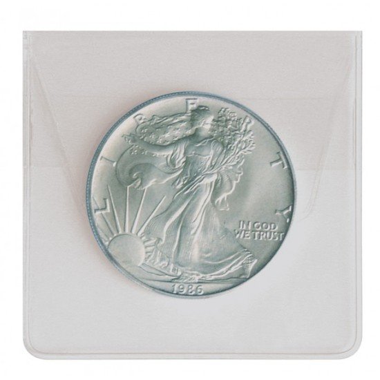 Lindner 8476 Sobres de monedas de plástico transparente 64 x 64 mm pqte de 100 Lindner 8476 Sobres de monedas de plástico transparente 64 x 64 mm pqte de 100
