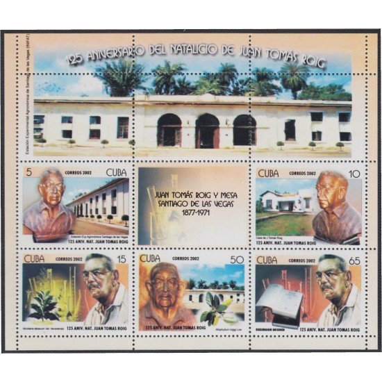 Cuba HB 174 2002 125 Años del Nacimiento de Juan Tomas Roig. Botánico MNH