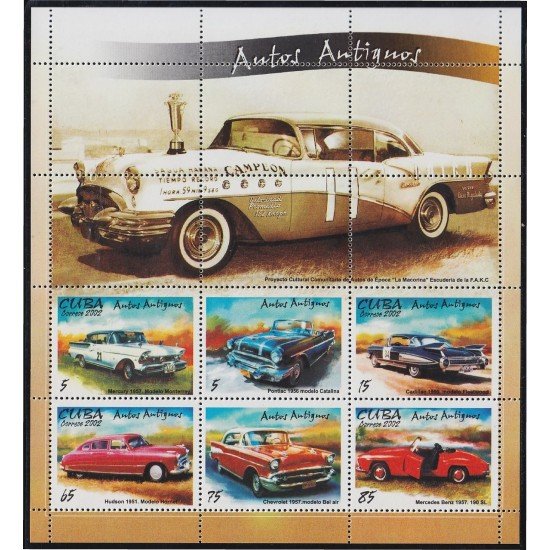 Cuba HB 176 2002 Automóviles antiguos MNH