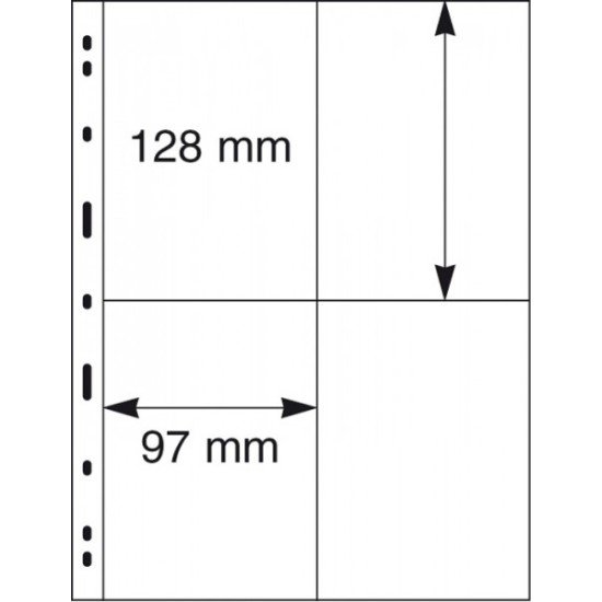 Lindner 099 Hojas UNIPLATE 97/128 mm 4 bolsillos Transparentes