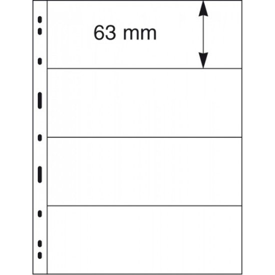 Lindner 094 Hojas UNIPLATE 63/197 mm 4 tiras Transparentes