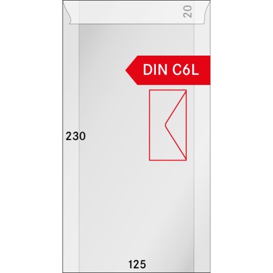 Lindner 714 Sobres de brillantina 125 X 230 + 20 mm pqte de 500