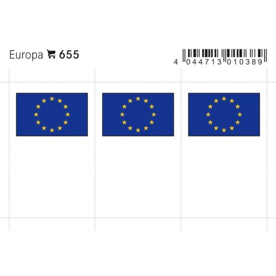 Lindner 655 Europa Etiquetas adhesivas 24 x 38 mm pqte 6 