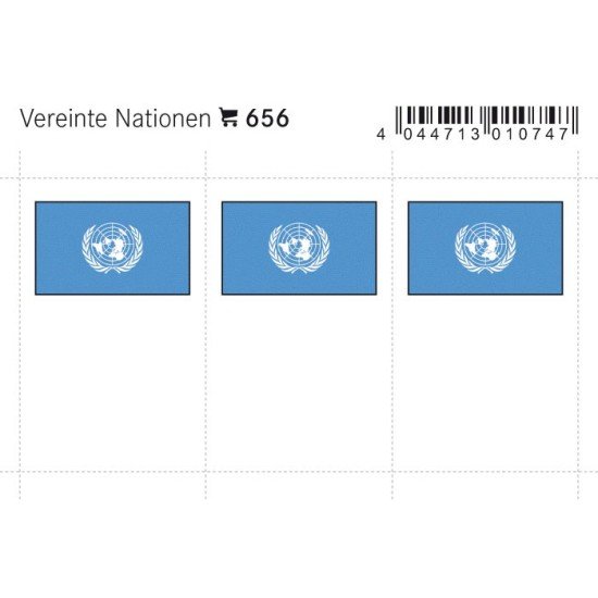 Lindner 656 Naciones Unidas Etiquetas adhesivas 24 x 38 mm pqte 6 