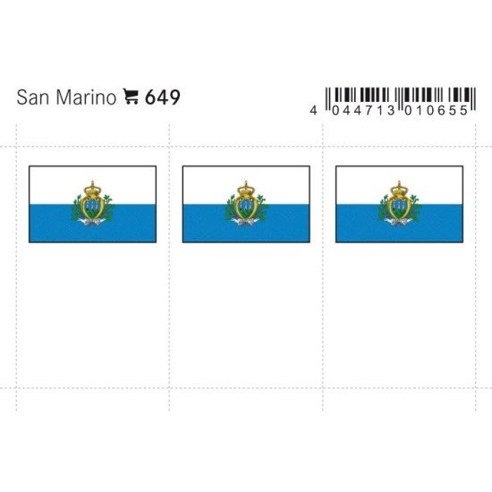 Lindner 649 San Marino Etiquetas adhesivas 24 x 38 mm pqte 6 Lindner 649 San Marino Etiquetas adhesivas 24 x 38 mm pqte 6