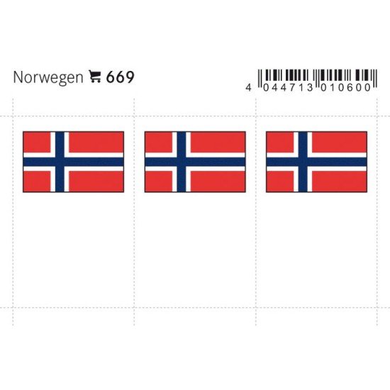Lindner 669 Noruega Etiquetas adhesivas 24 x 38 mm pqte 6 