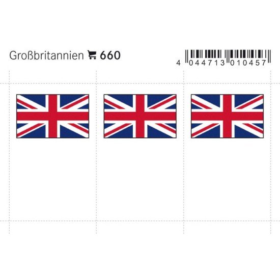Lindner 660 Gran Bretaña Etiquetas adhesivas 24 x 38 mm pqte 6 