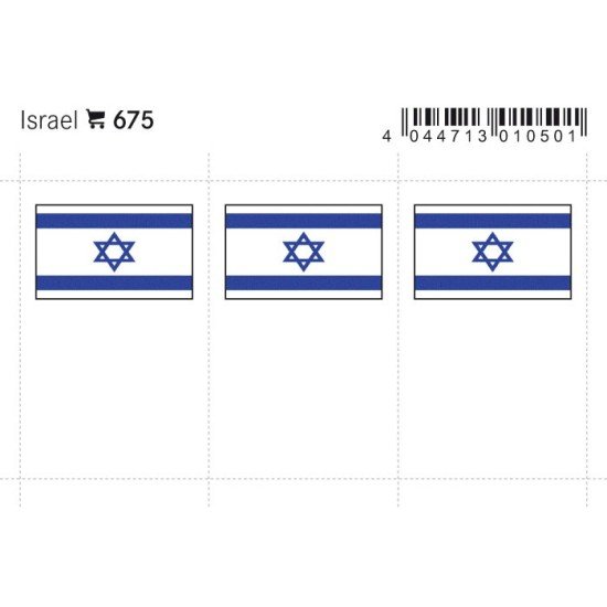 Lindner 675 Israel Etiquetas adhesivas 24 x 38 mm pqte 6 