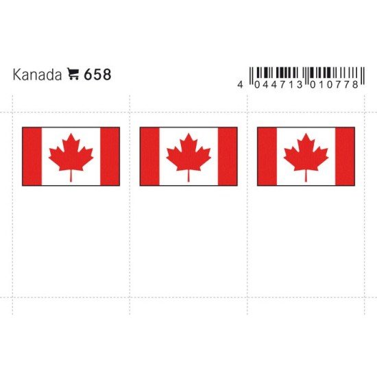 Lindner 658 Canadá Etiquetas adhesivas 24 x 38 mm pqte 6 