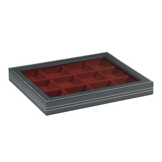 Lindner 2367-2862E Nera M con ventanilla 66 x 66 mm rojo oscuro
