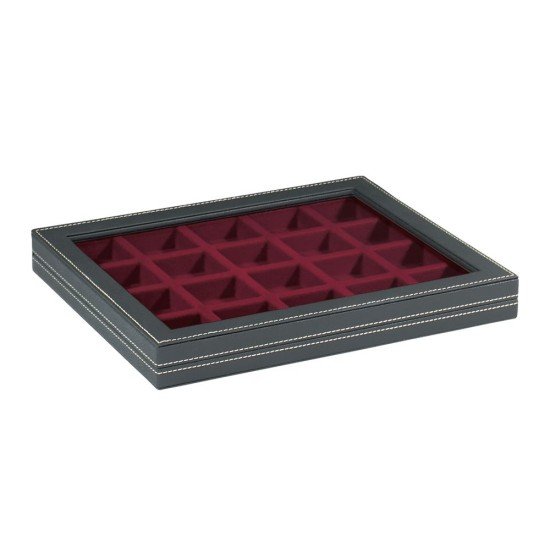 Lindner 2367-2870E Nera M con ventanilla 47 x 47 mm rojo oscuro