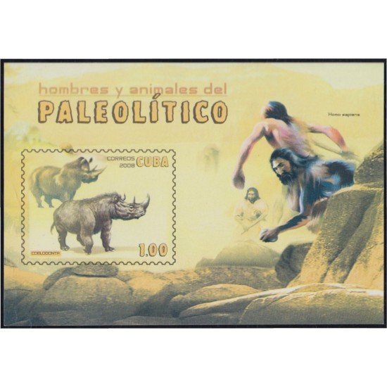 Cuba HB 243 2008 Hombres y animales prehistóricos MNH