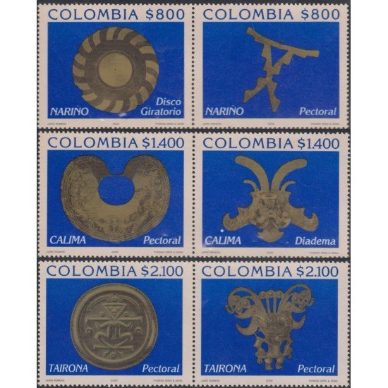 Colombia 1168/1173 2002 Arte Precolombino. Orfebreria MNH Colombia 1168/1173 2002 Arte Precolombino. Orfebreria MNH
