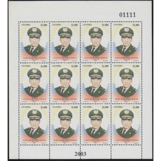 Colombia 1241a 2003 . Homenaje al General Ramon Arturo Rincon Quinones MP Colombia 1241a 2003 . Homenaje al General Ramon Arturo Rincon Quinones MP
