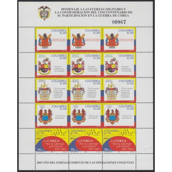 Colombia MP 1242a/1246a 2003 Fuerzas armadas Colombianas MNH Colombia MP 1242a/1246a 2003 Fuerzas armadas Colombianas MNH