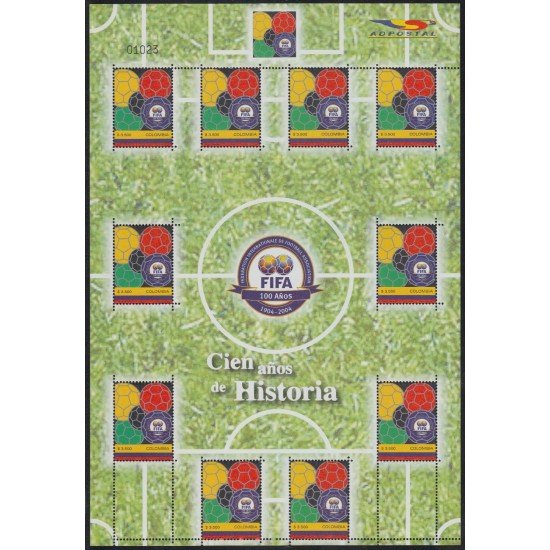 Colombia MP 1291a 2004 100° de la FIFA MNH Colombia MP 1291a 2004 100° de la FIFA MNH