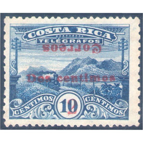 Costa Rica 88B 1911 Tren Train sin goma s/b invertida