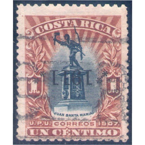Costa Rica 74b 1911 Estatua de J. Santa María s/b invertida usado