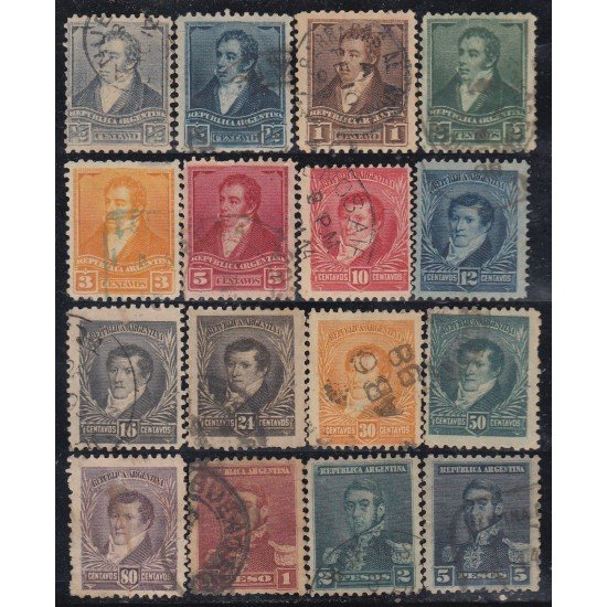 Argentina 94/109 1892/98 Personajes célebres usado Argentina 94/109 1892/98 Personajes célebres usado