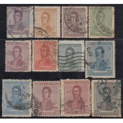 Argentina 228/39 1918/19 Gral José de San Martín usados
