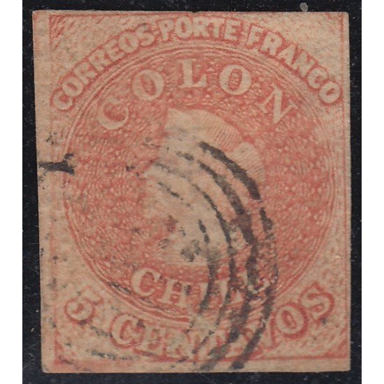 Chile 5b 1856/66 Cristobal Colón usado