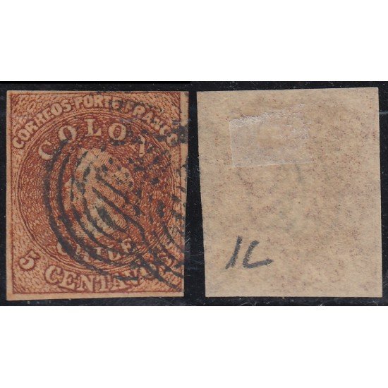 Chile 1C 1853 Cristobal Colón usado