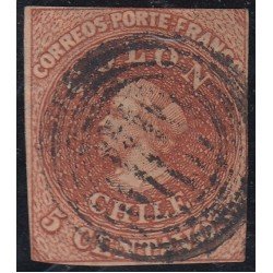 Chile 1B 1853 Cristobal Colón usado Chile 1B 1853 Cristobal Colón usado