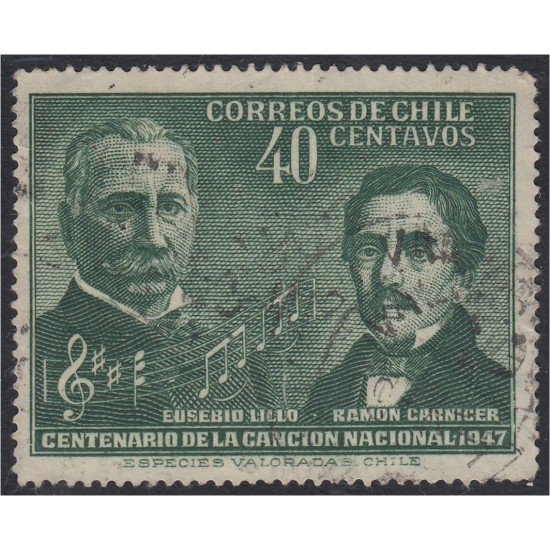 Chile 218 1947 Centenario del Himno Nacional usado Chile 218 1947 Centenario del Himno Nacional usado