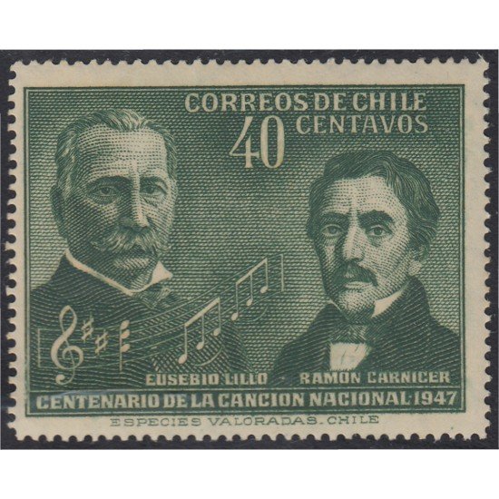 Chile 218 1947 Centenario del Himno Nacional MNH Chile 218 1947 Centenario del Himno Nacional MNH