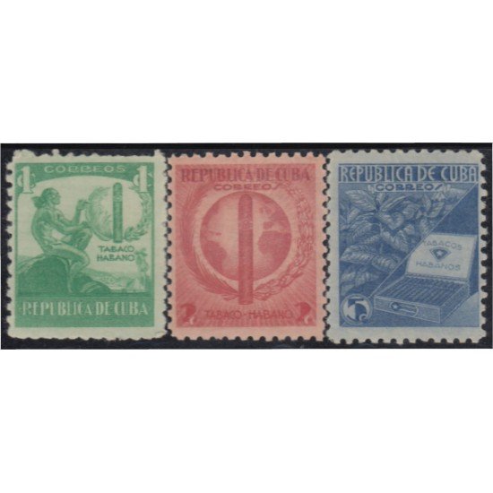 Cuba 257/59 1939 Propaganda para el tabaco en La Habana MH