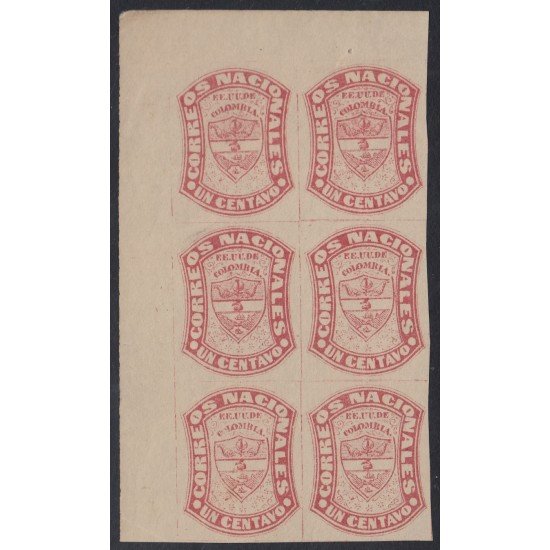 Colombia 49 Bl.6 1870/79 Escudo Shield Sin goma Colombia 49 Bl.6 1870/79 Escudo Shield Sin goma