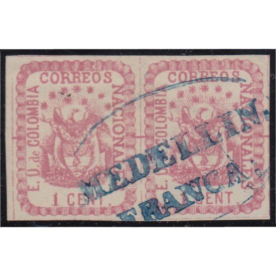 Colombia 28 1865 Escudo Shield Estados Unidos de Colombia usados Colombia 28 1865 Escudo Shield Estados Unidos de Colombia usados